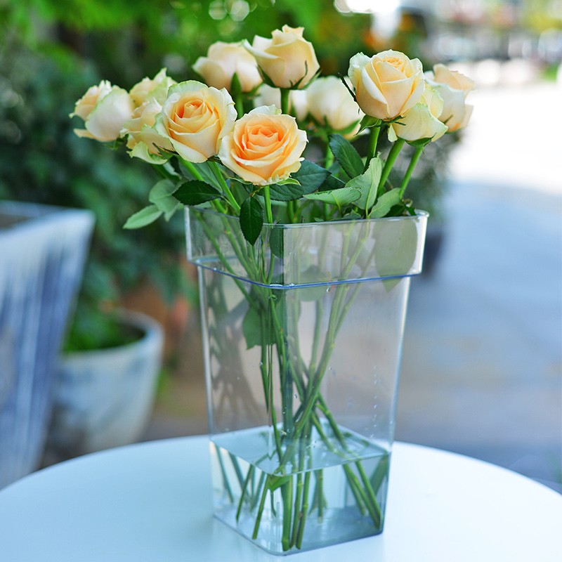 亚克力花桶深水醒花桶鲜花桶花店专用家用插花桶大透明养花桶花瓶