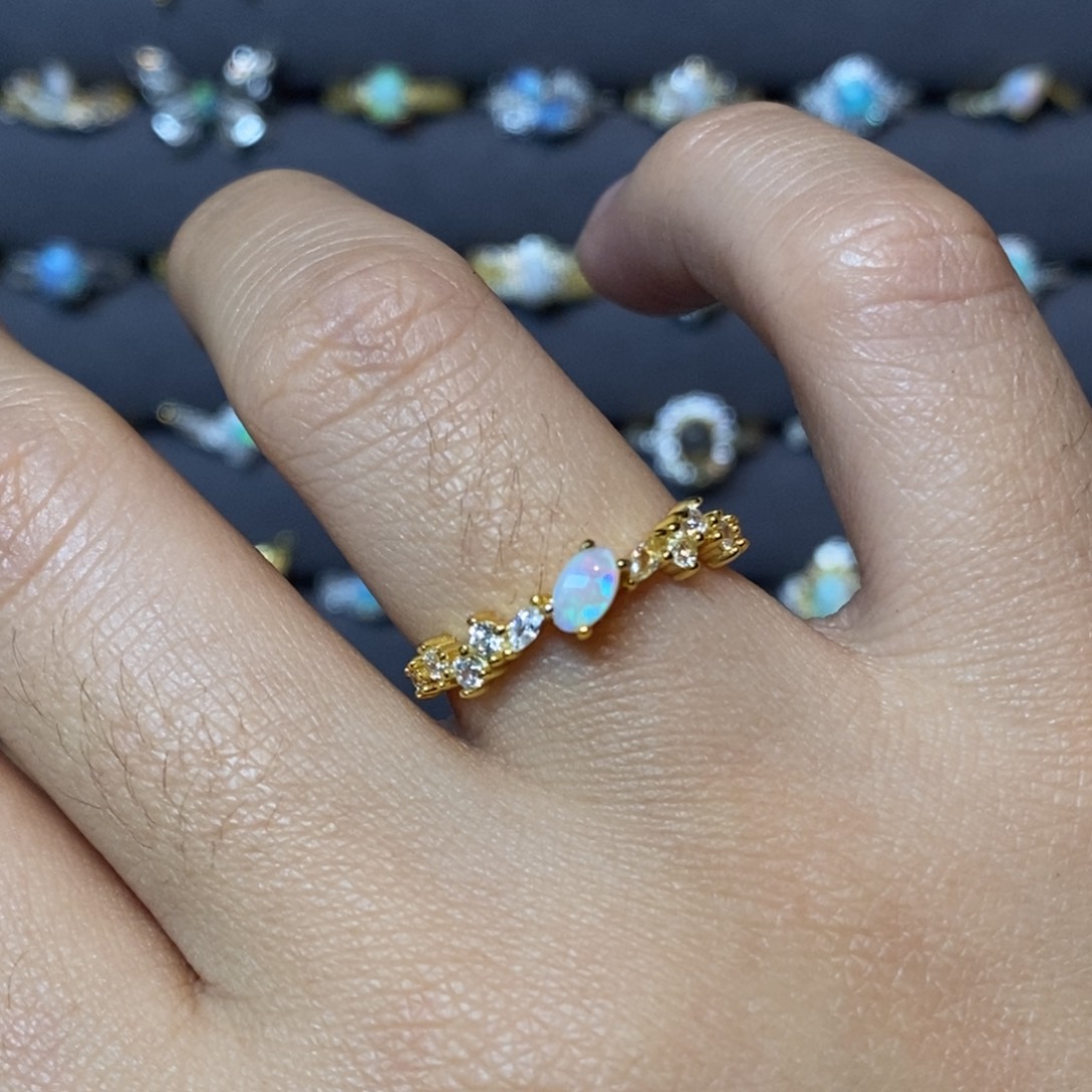 欧泊珠宝奇石银S925镶嵌戒指