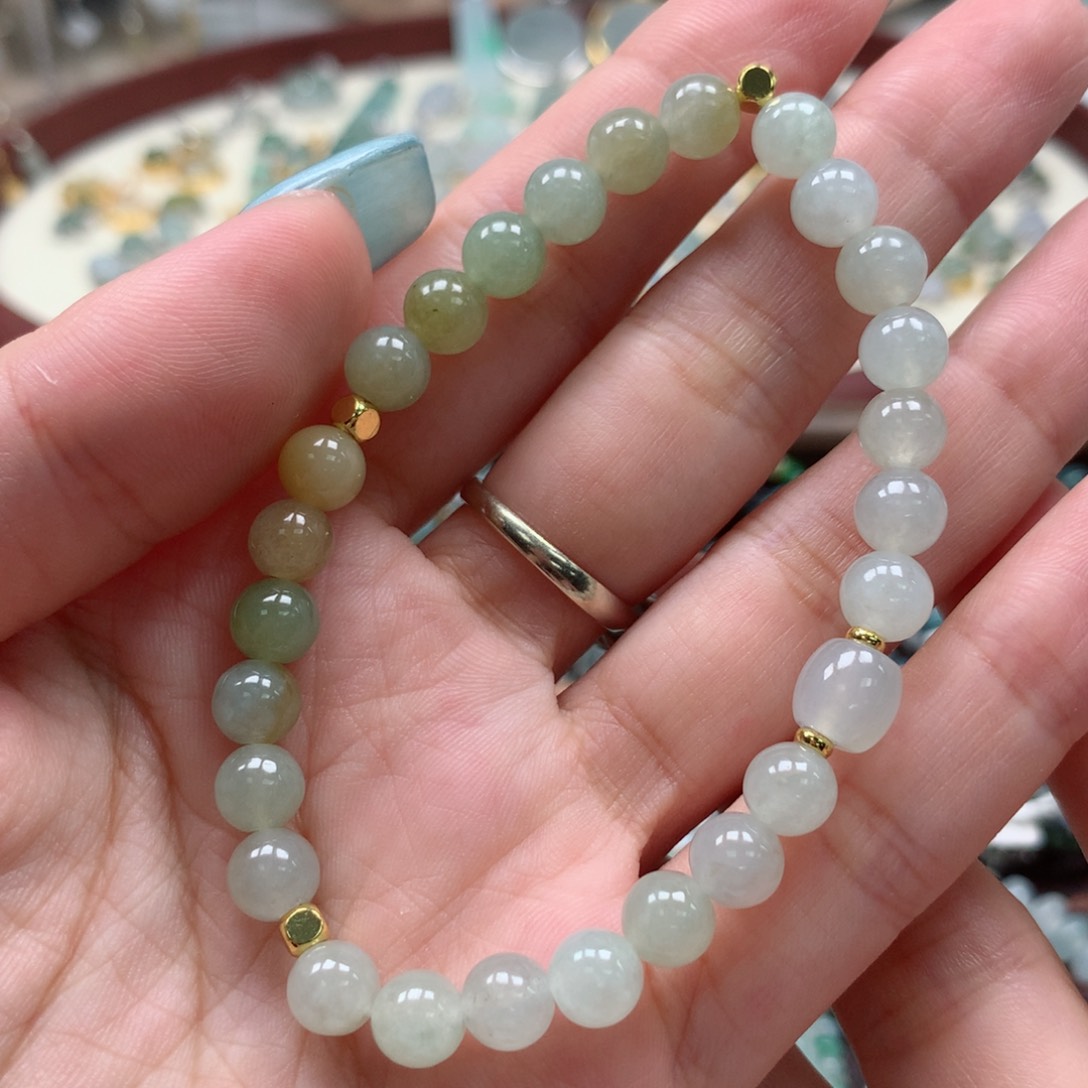 散珠翡翠圆珠手串