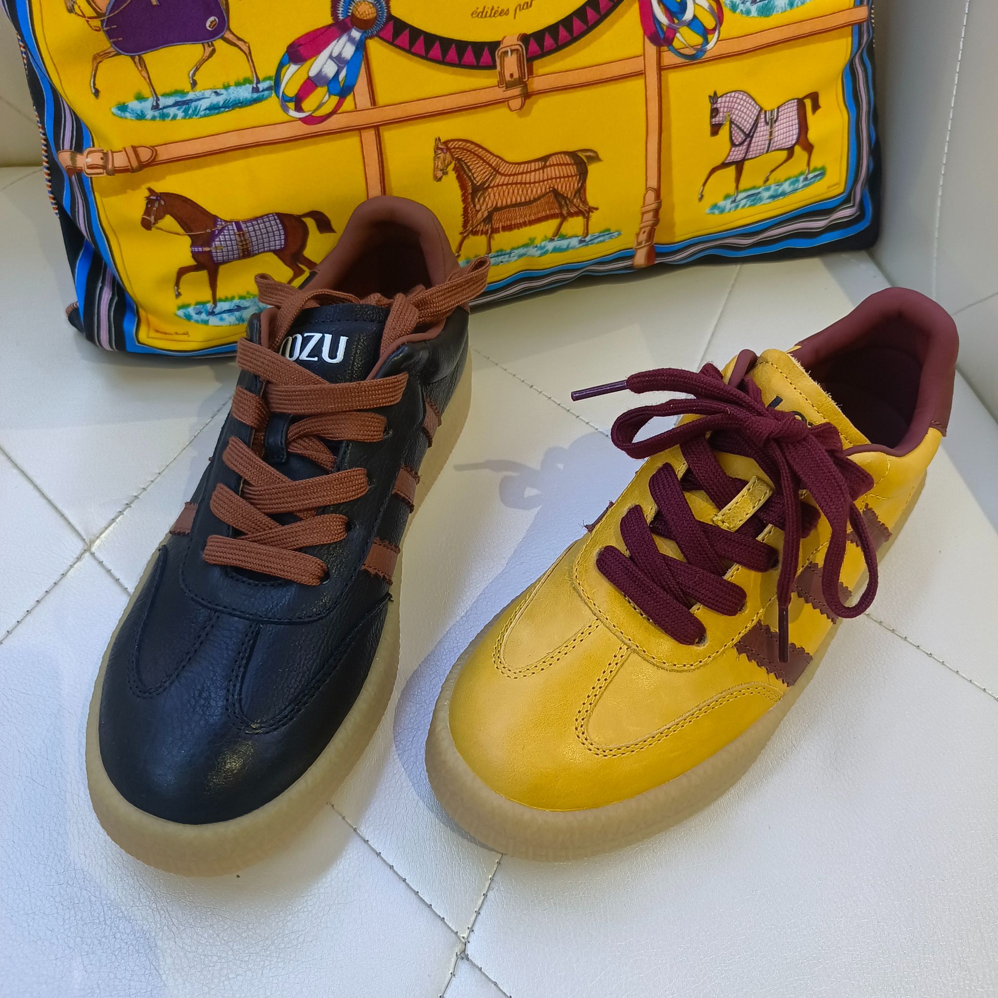 2025年品牌女鞋春季新款真皮复古平底德训鞋软底轻便休闲运动板鞋