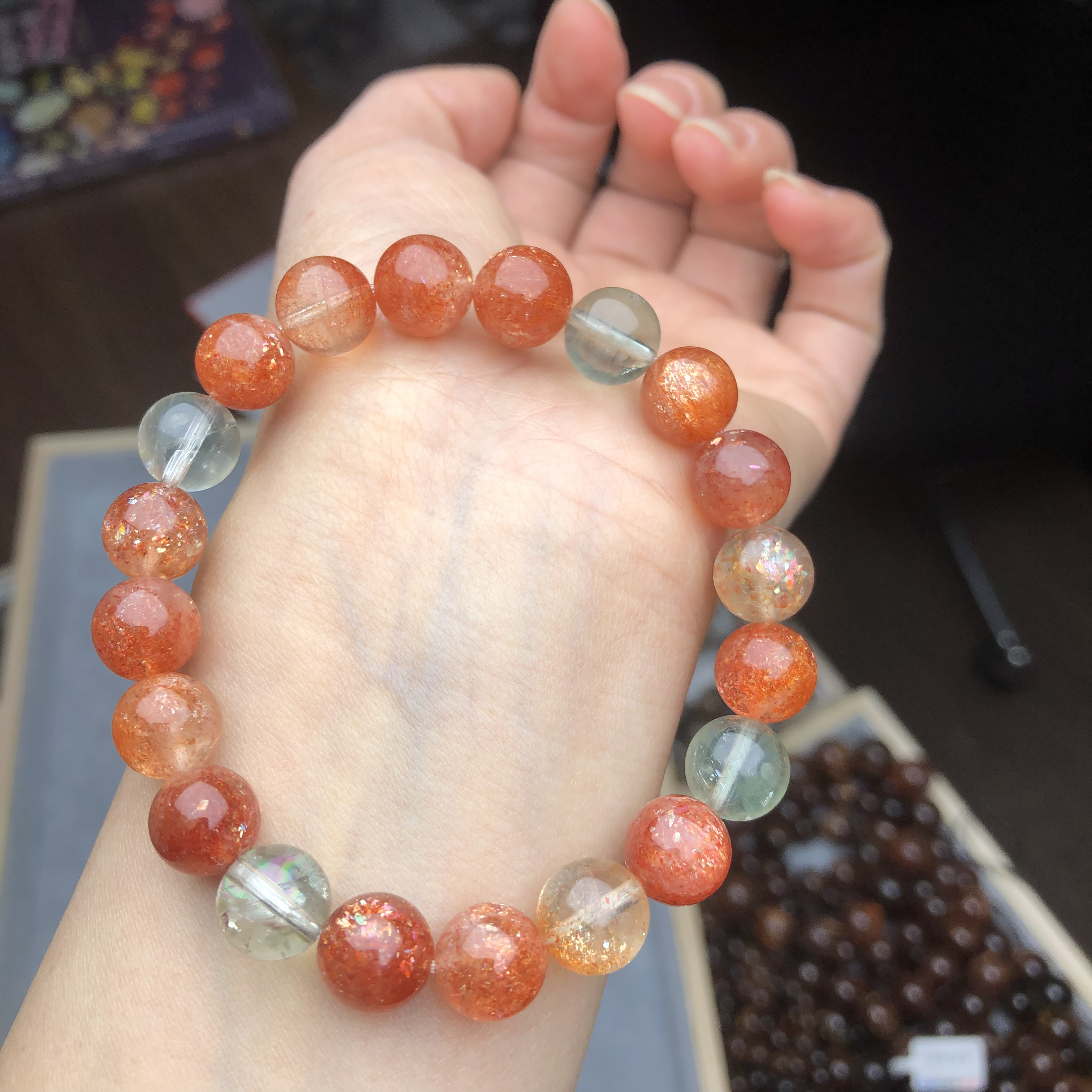石到好运天然阿鲁沙手链时尚女款彩色素圈-多样性发货其一