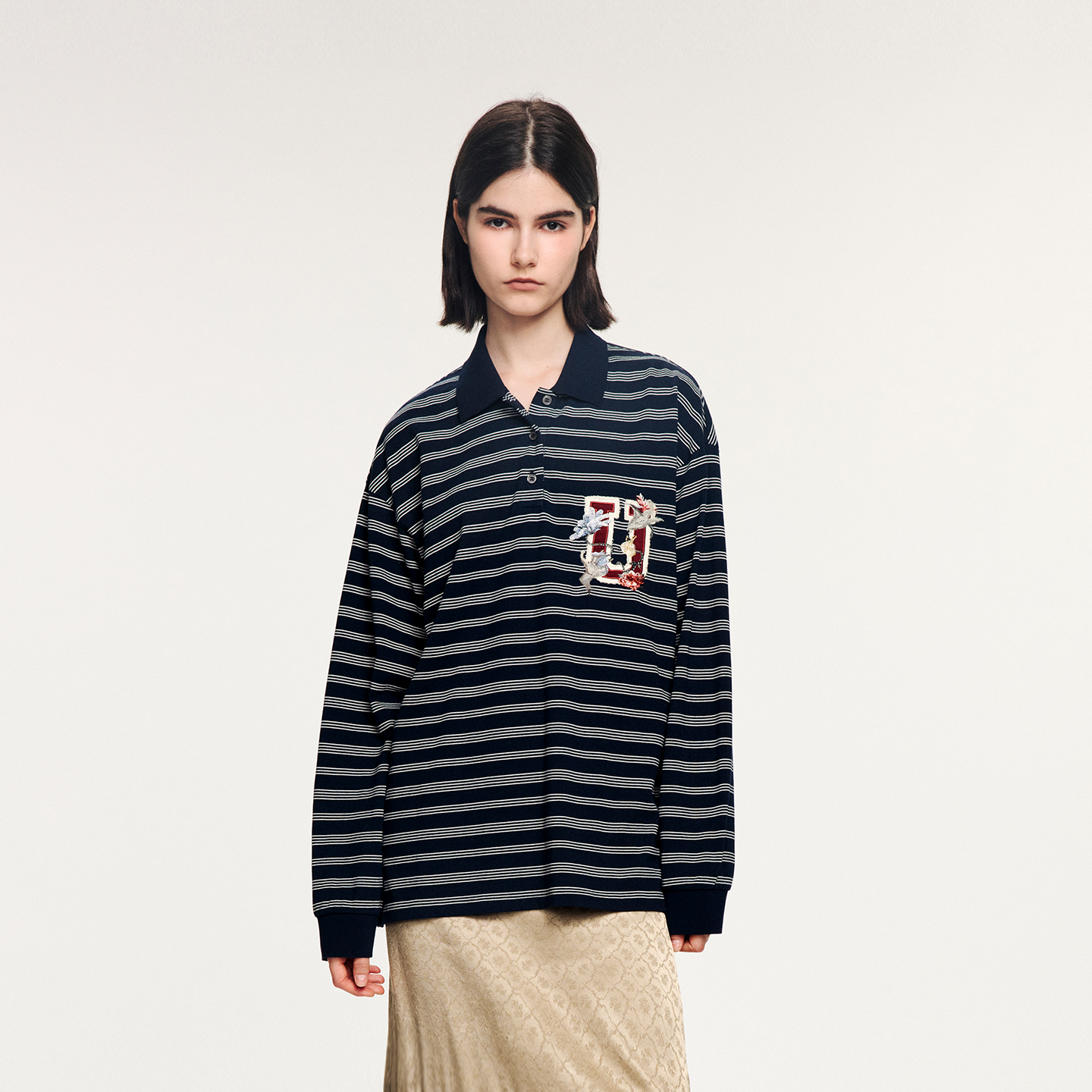 UOOYAA/乌丫2025冬季新款「魔法花园」条纹POLO衫UY25442T105160