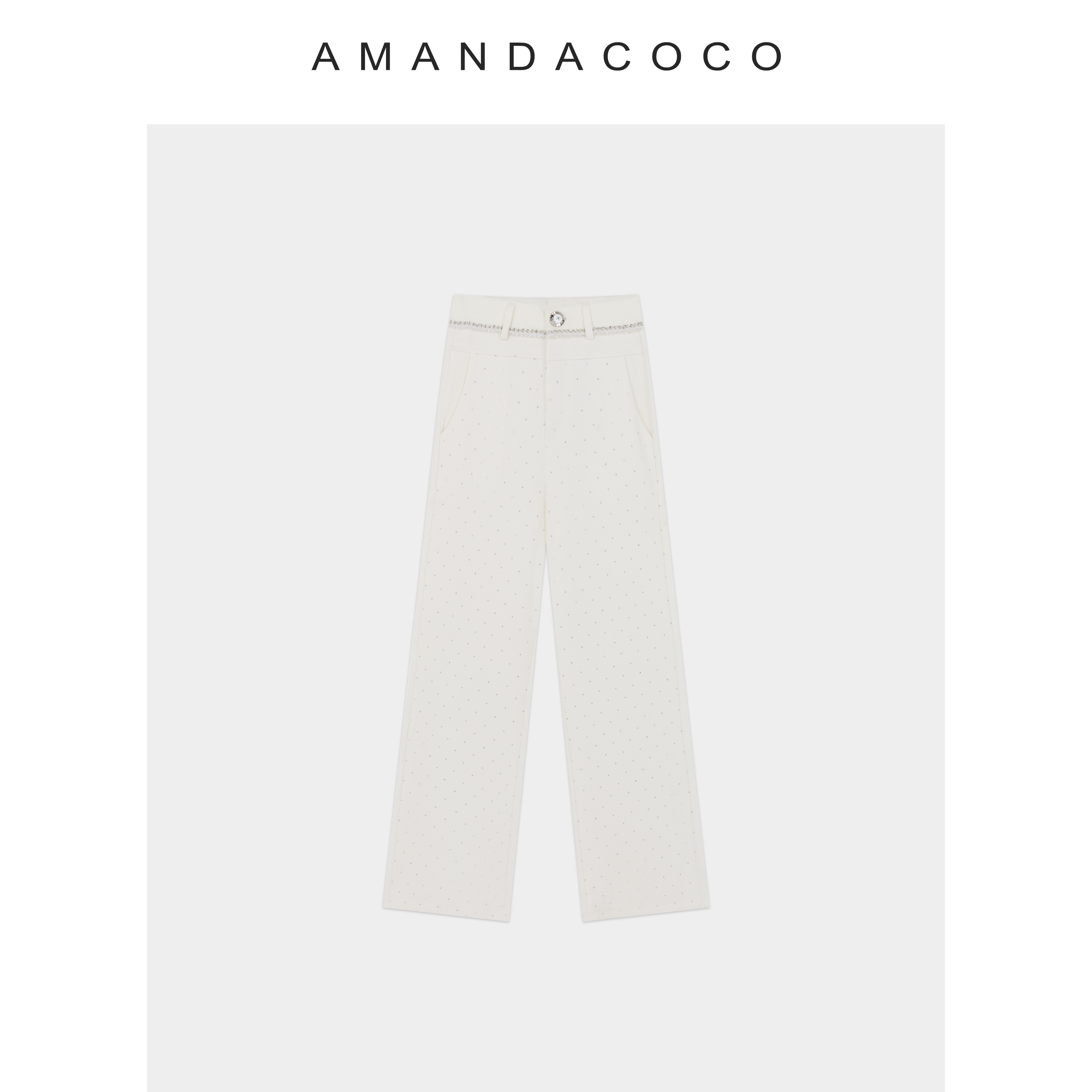  早冬漫步～25秋冬重工烫钻高腰显瘦保暖棉柔直筒阔腿裤