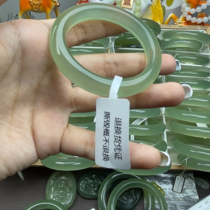 雨***言蛇纹石玉合金手镯