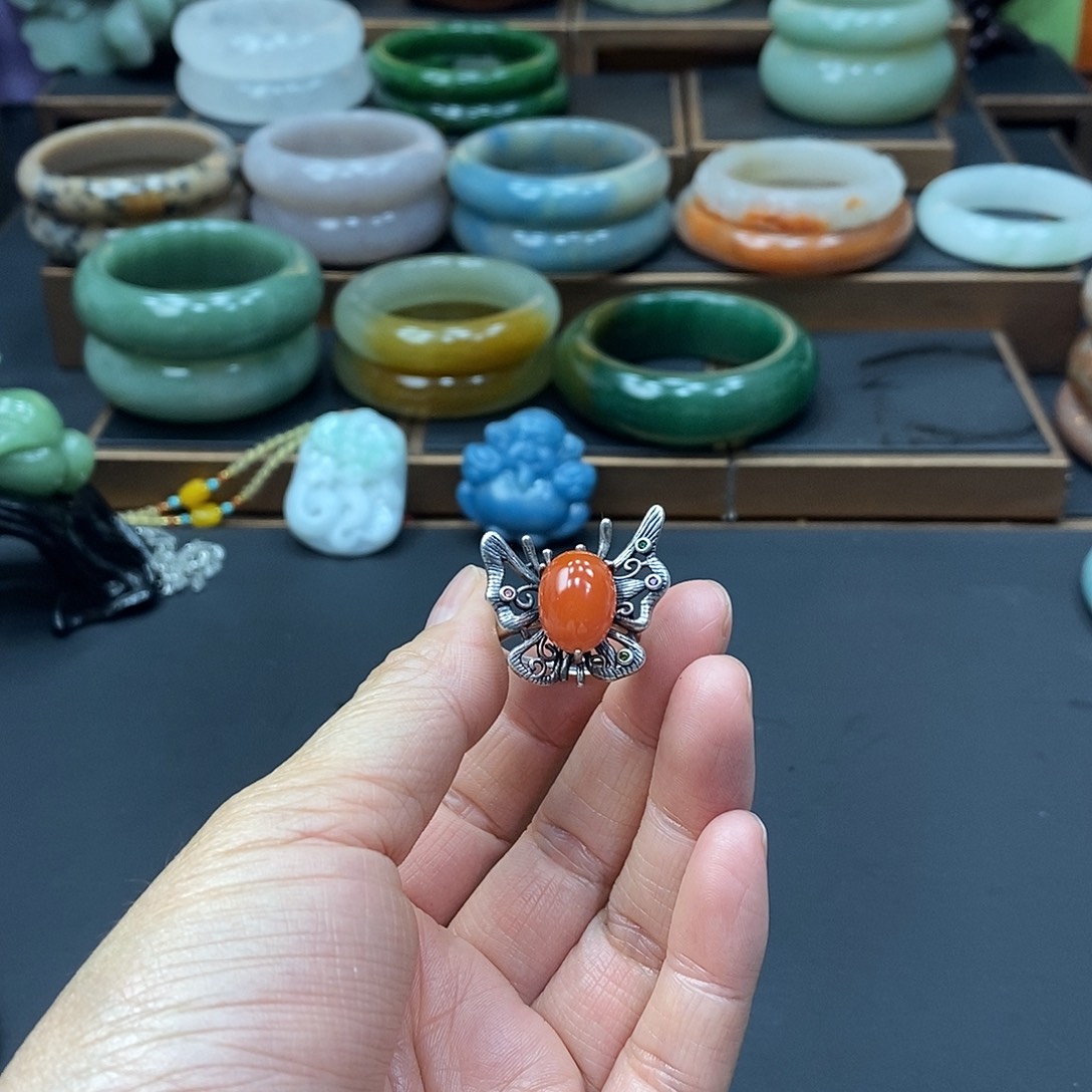 升****玛瑙/玉髓银S925镶嵌戒指
