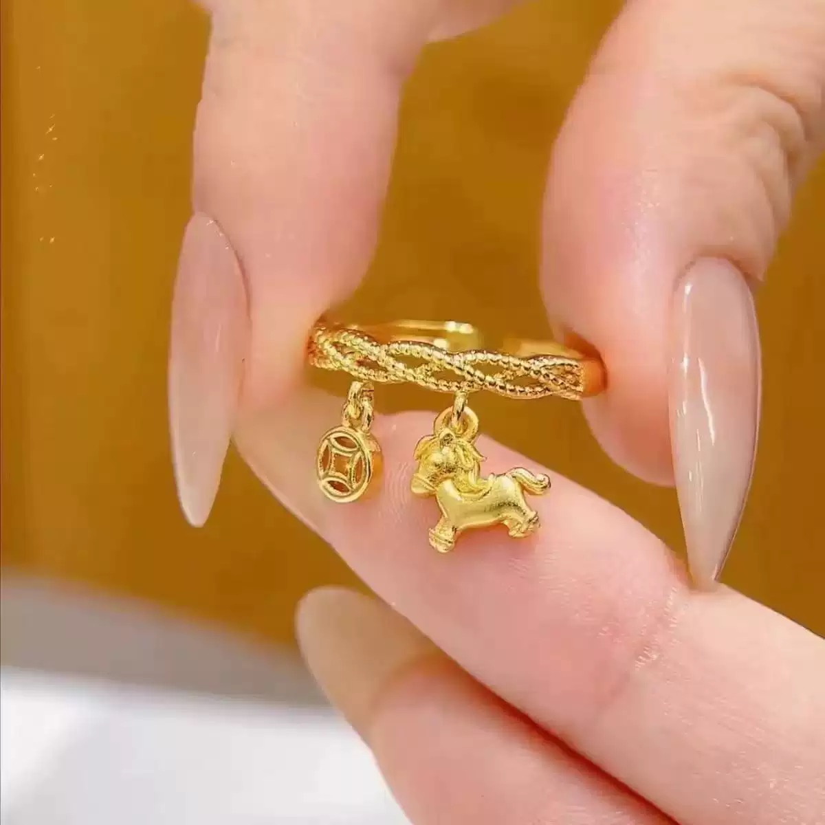 【马上来财】马年新款招财开口戒指女高级感气质浪漫个性设计指环