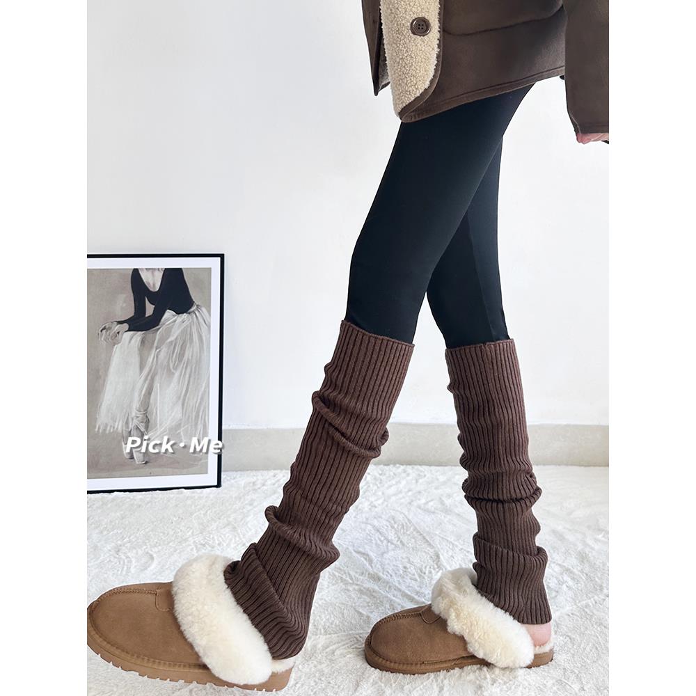 美拉德针织袜套咖色袜子女辣妹小腿袜雪地靴腿套秋冬保暖加厚堆堆