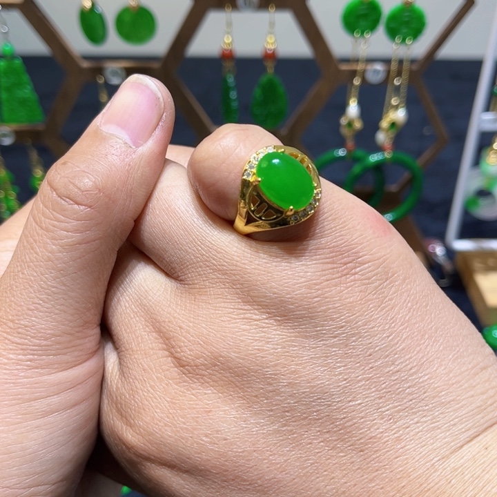 翡翠颈饰银S925镶嵌介子