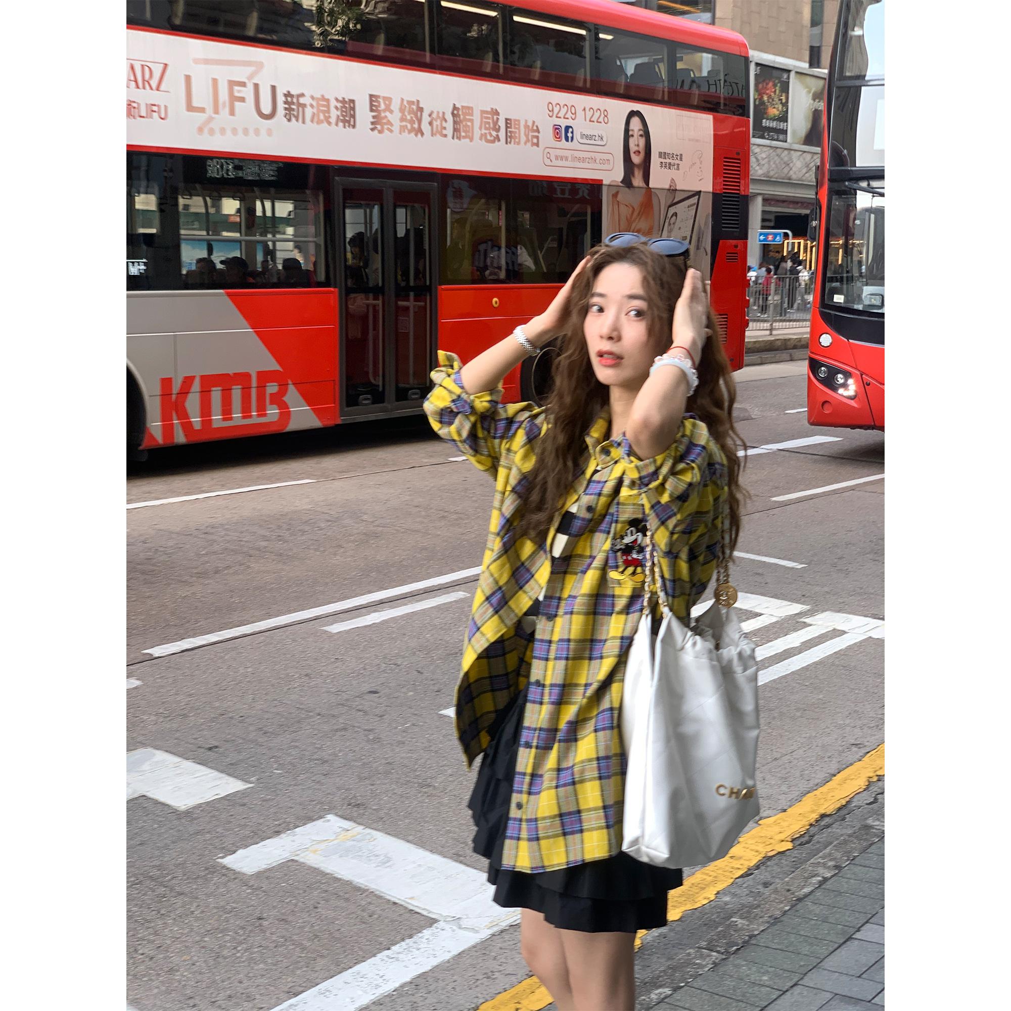 「三色纸片人」格子衬衫小众衬衣