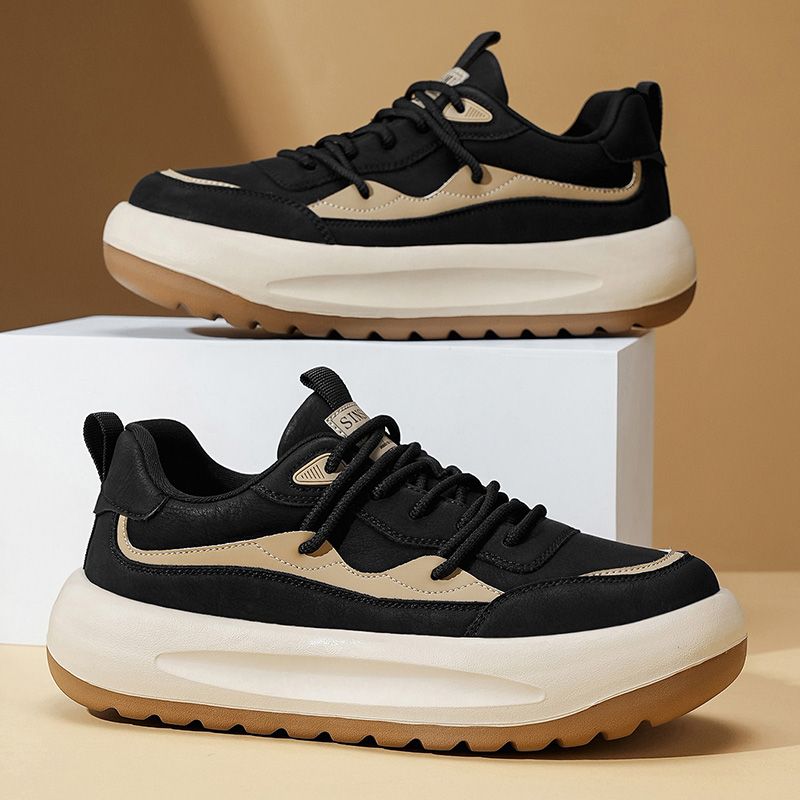 2025新款爆款秋冬季男士运动百搭时尚皮面休闲潮鞋软底复古休闲鞋