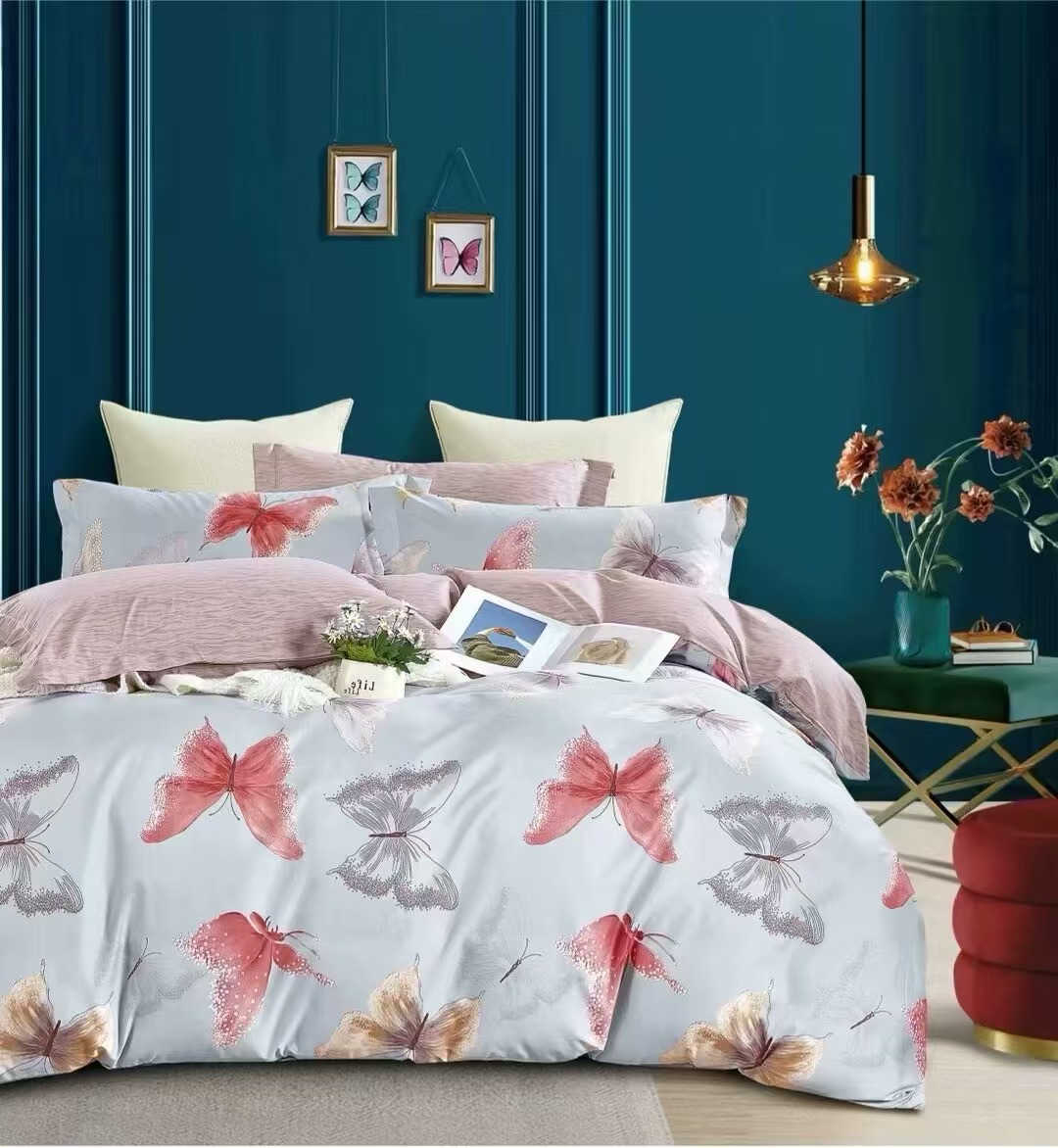 双人被套【五彩蝶】尺寸2x2.3米生姜暖绒加厚斜纹被套