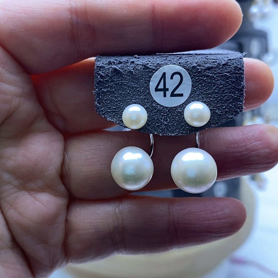 淡水珍珠耳饰银S925镶嵌