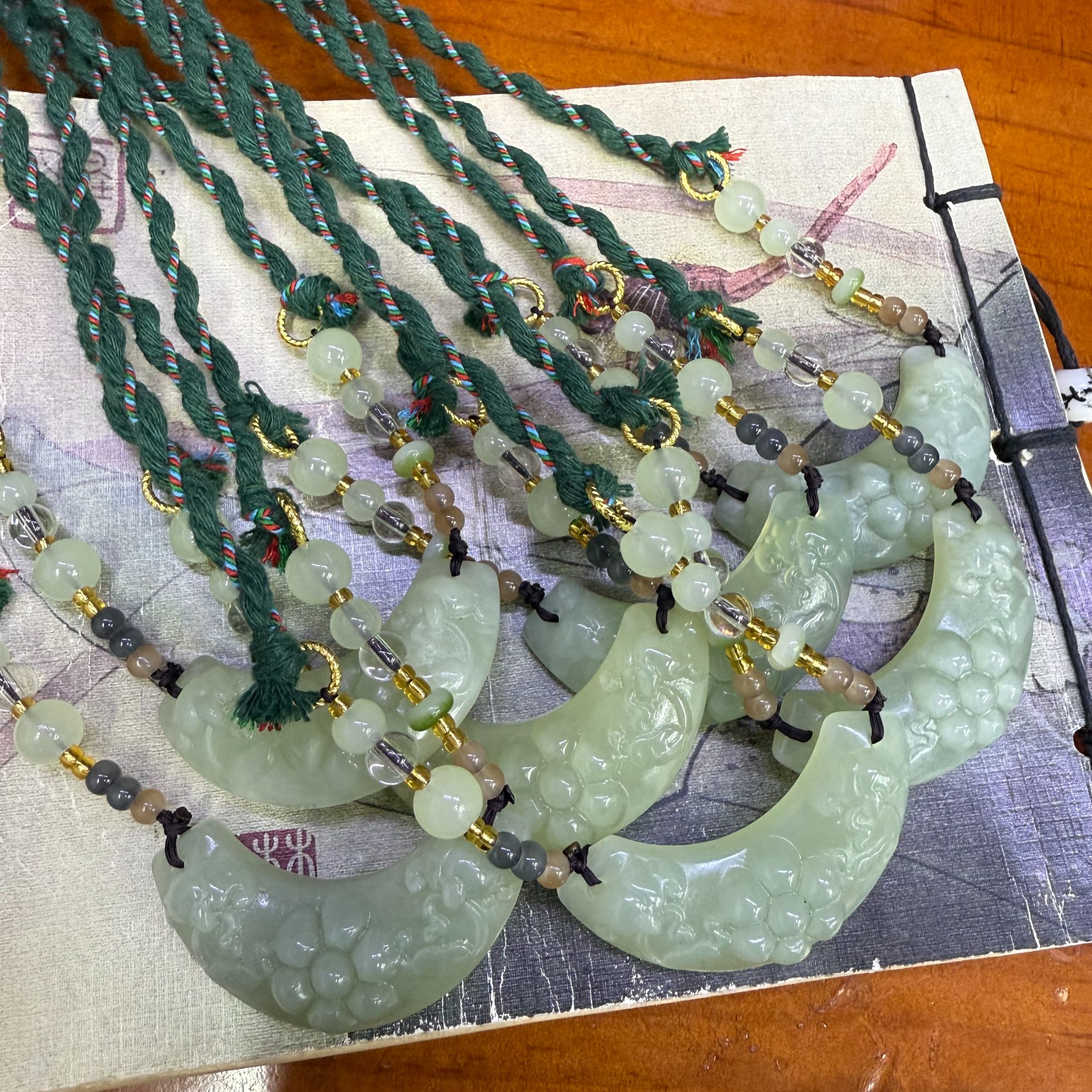 岫玉玉衡富贵花开挂件（多样性发货发一件）（绳子随机发）