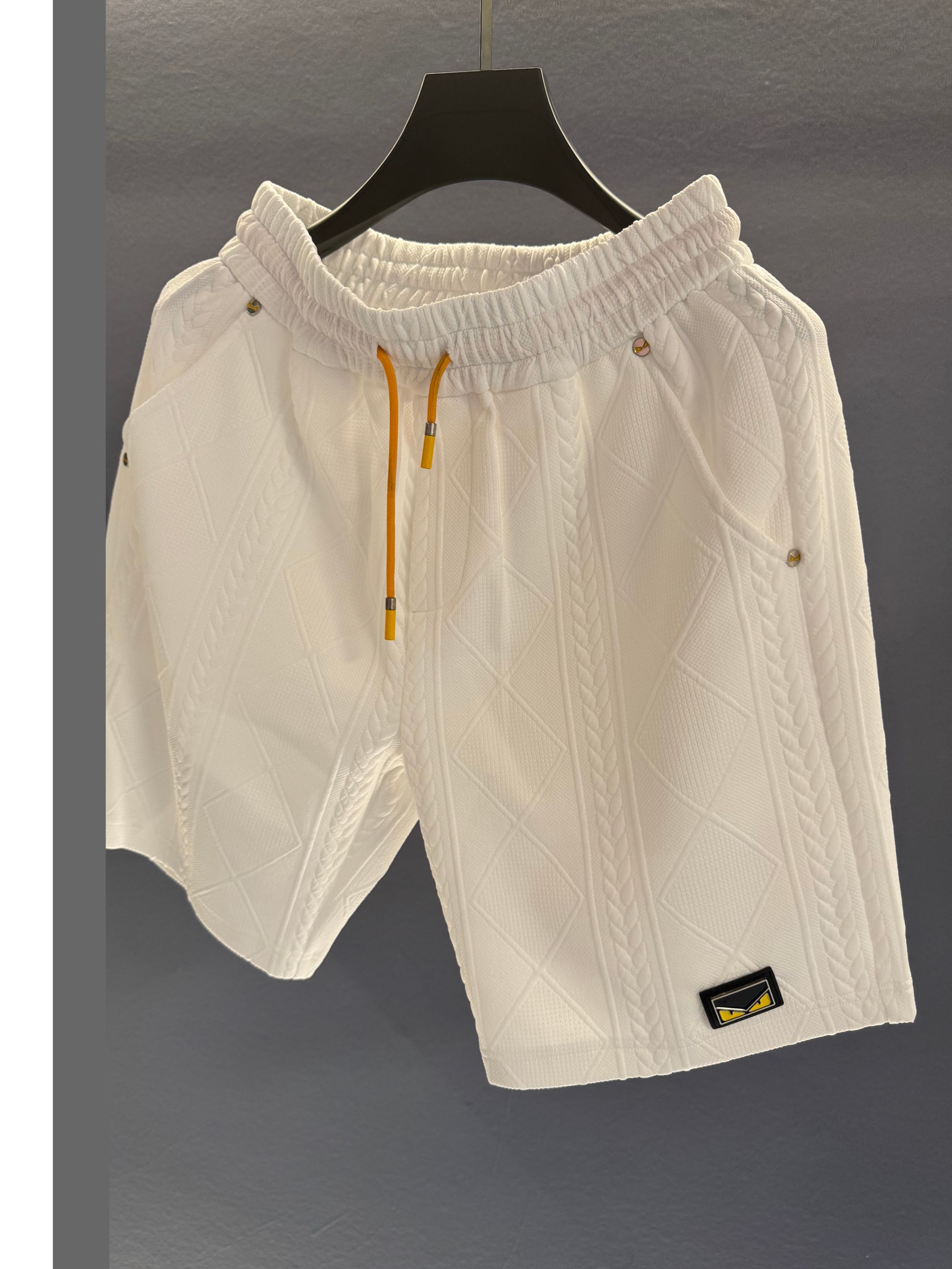 【董董专属】FF家短裤宽松夏季吸汗微弹力速干高腰白色提花#6014