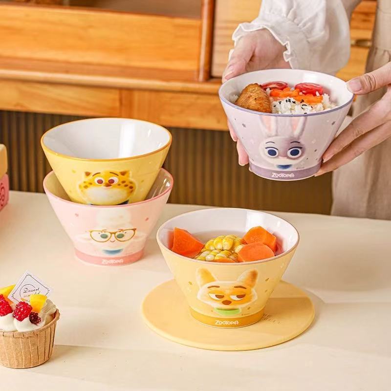 迪士尼疯狂动物城日式斗笠碗5英寸米饭汤面碗家用高级感2025新款