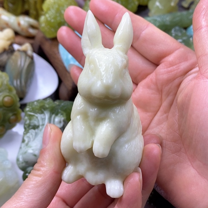 蛇纹石玉手把方解石未镶嵌
