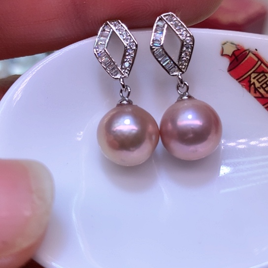 淡水珍珠耳饰银S925镶嵌