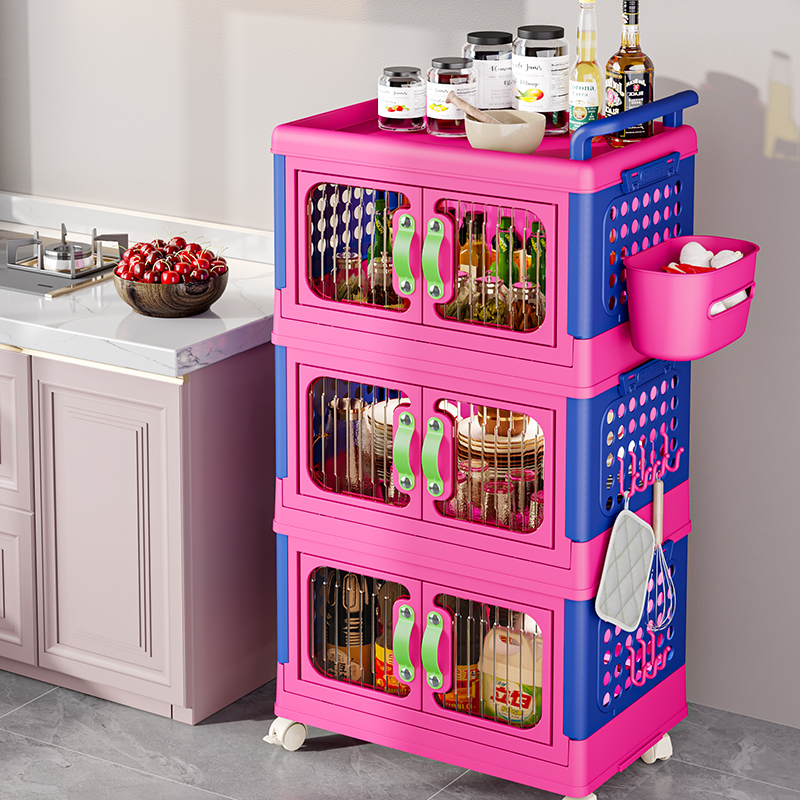 条太折叠式收纳柜子多功能家用小推车宝宝儿童衣服玩具落地置物架