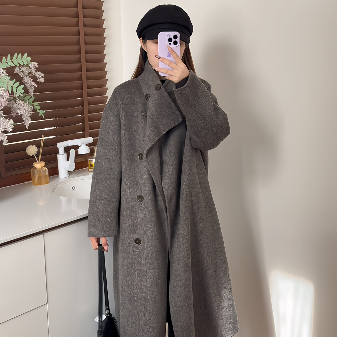 【心动符号】立领羊绒双面呢大衣661621