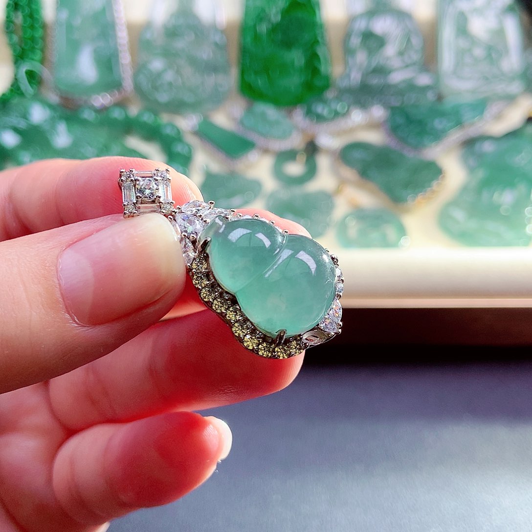 【闪购商品】翡翠银S925镶嵌颈饰天然