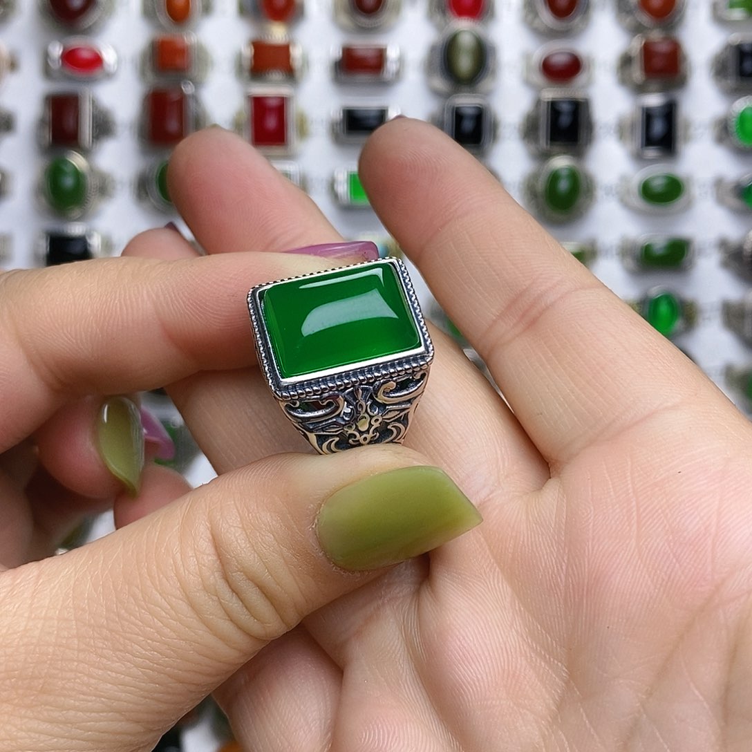 玛瑙/玉髓戒指银S925镶嵌z**o