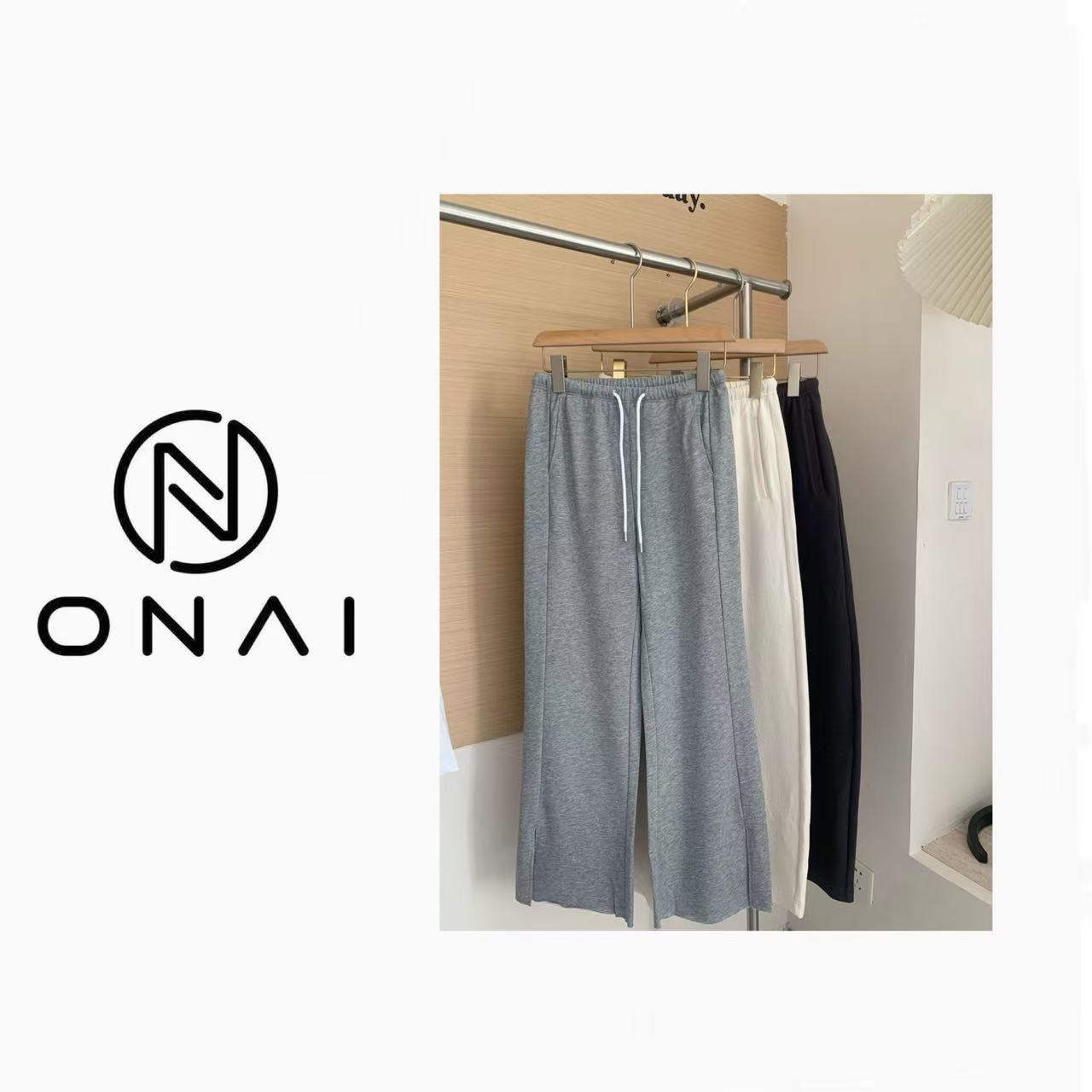 【Onai】阔腿裤垂感针织卫裤时尚休闲裤春季百搭春夏秋6387