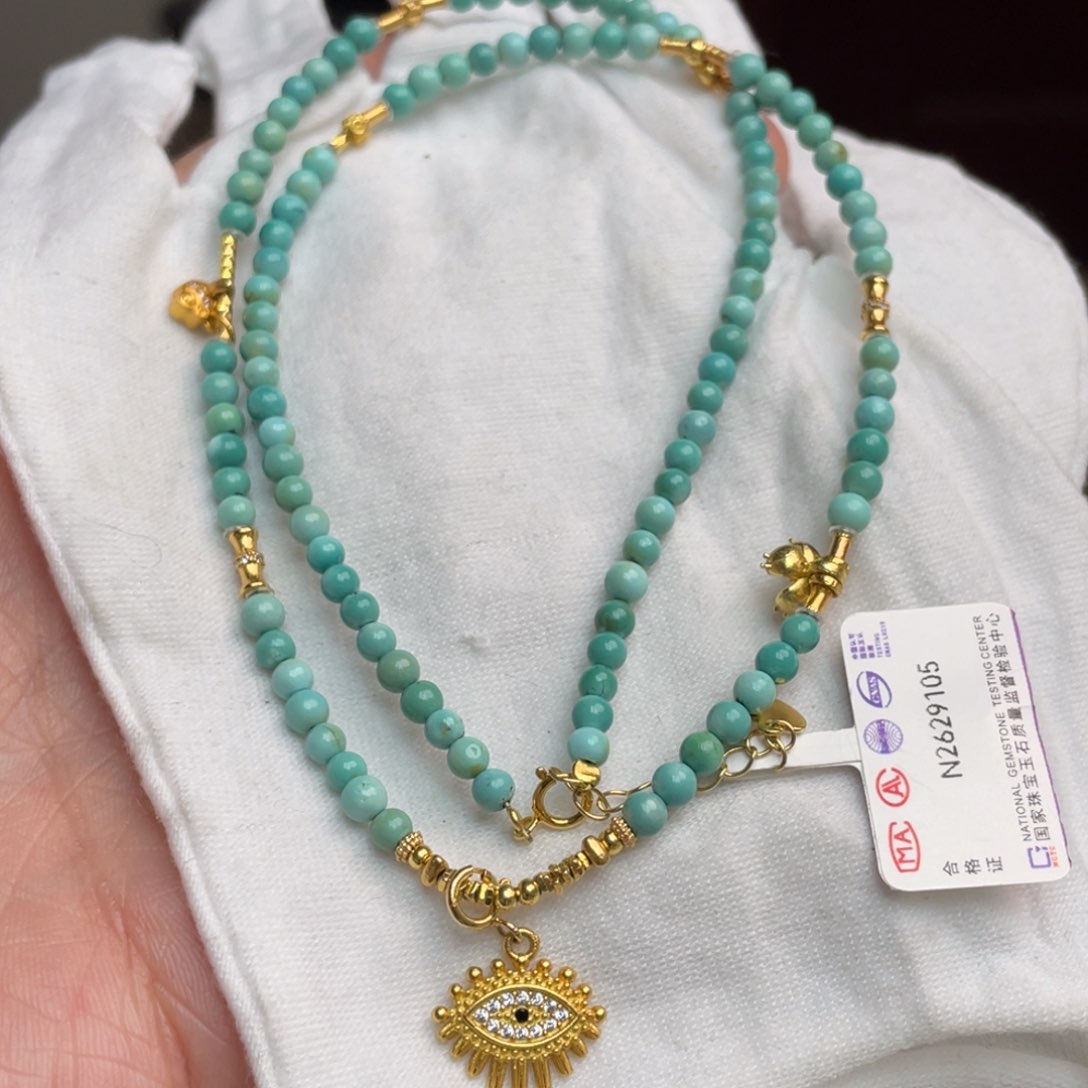 绿松石颈饰银S925镶嵌