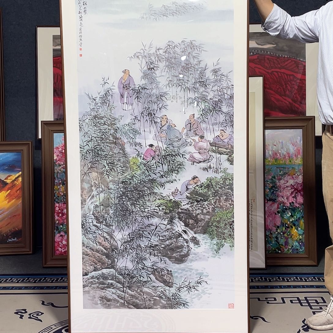 清***风国画手绘画作品带框