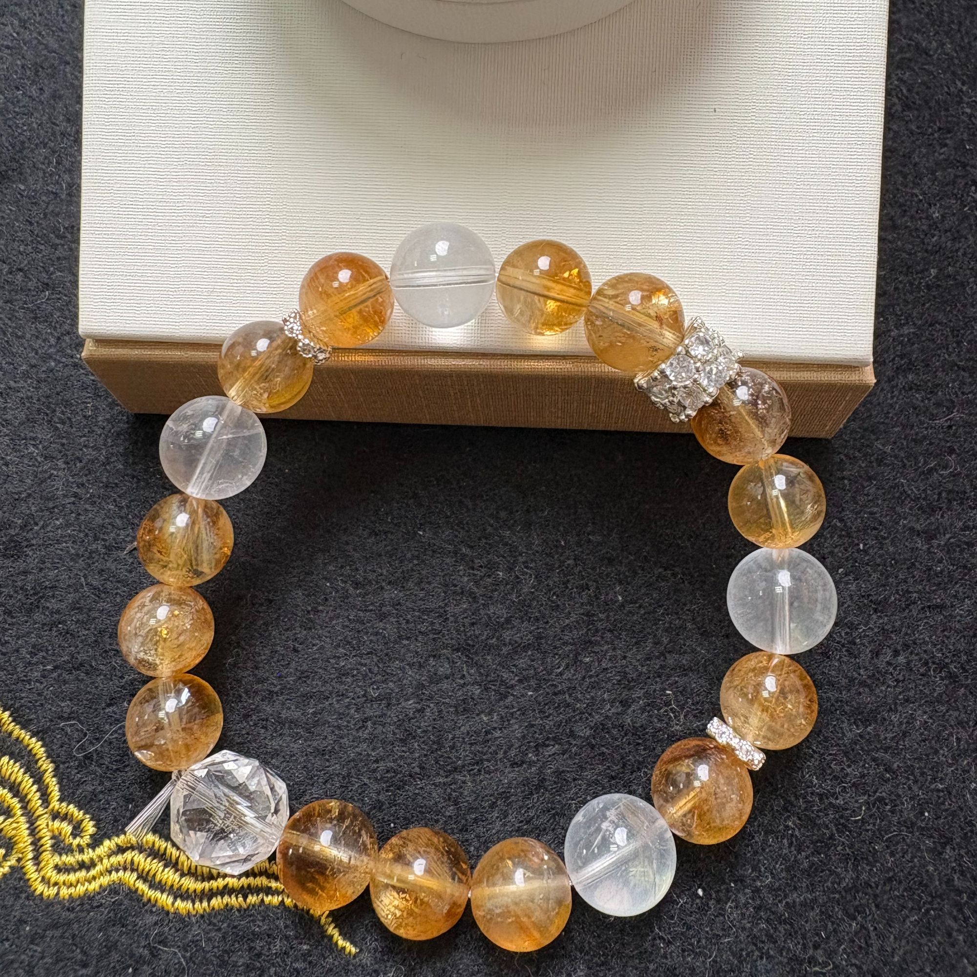 天然黄塔晶设计款水晶个性百搭8825