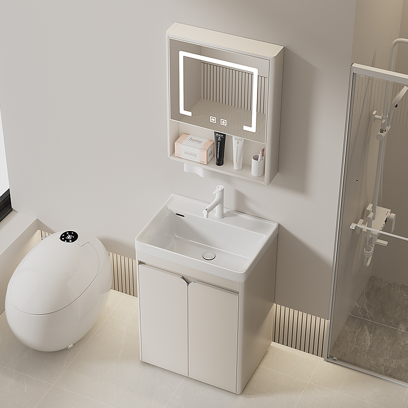 不锈钢浴室柜卫生间防水防潮肤感不锈钢落地浴室柜洗手盆洗脸盆