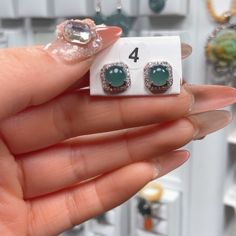 【闪购商品】翡翠耳饰银S925镶嵌耳饰