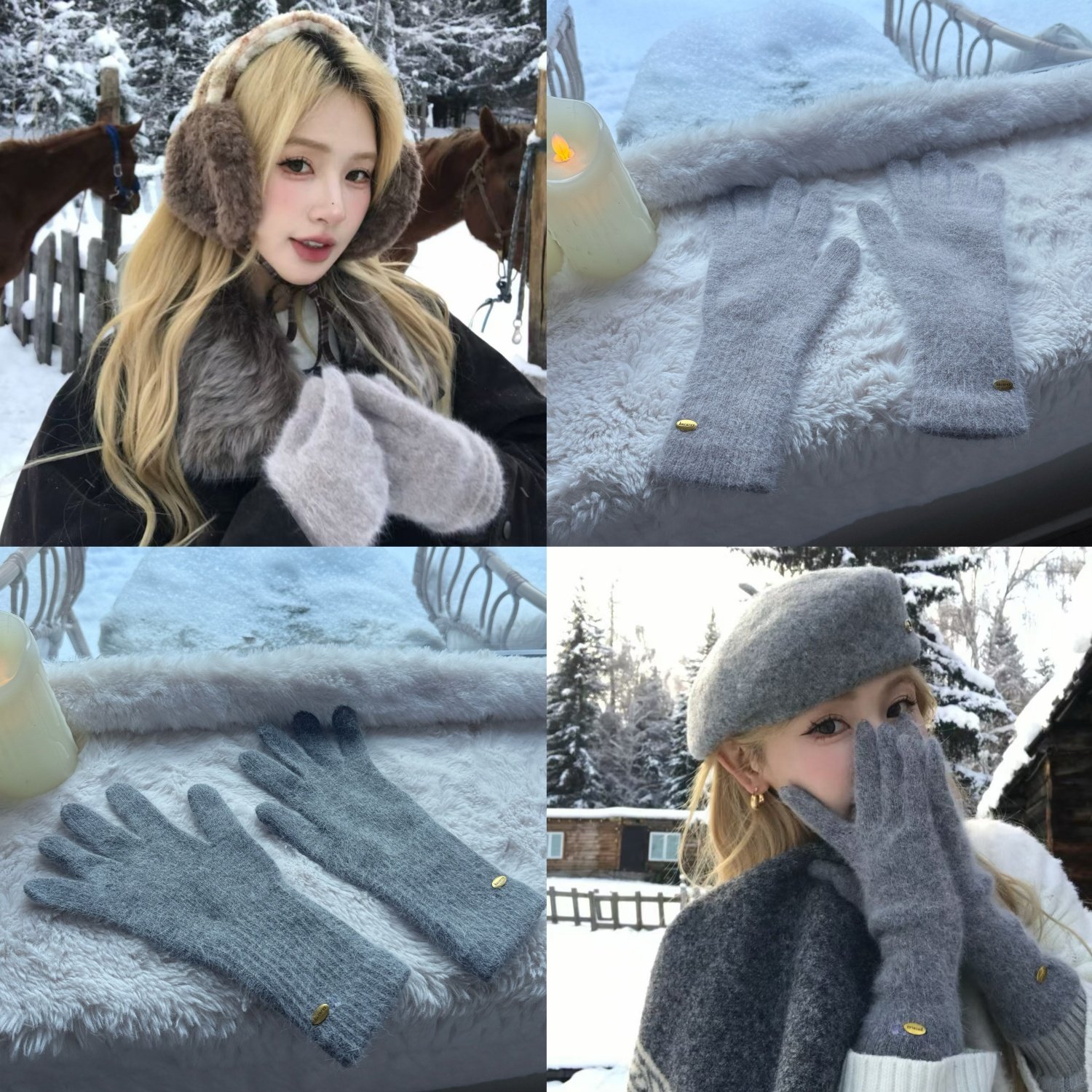 hucares 「莫兰迪灰咖」巨百搭又灵巧的手套保暖防寒骑车分指手套