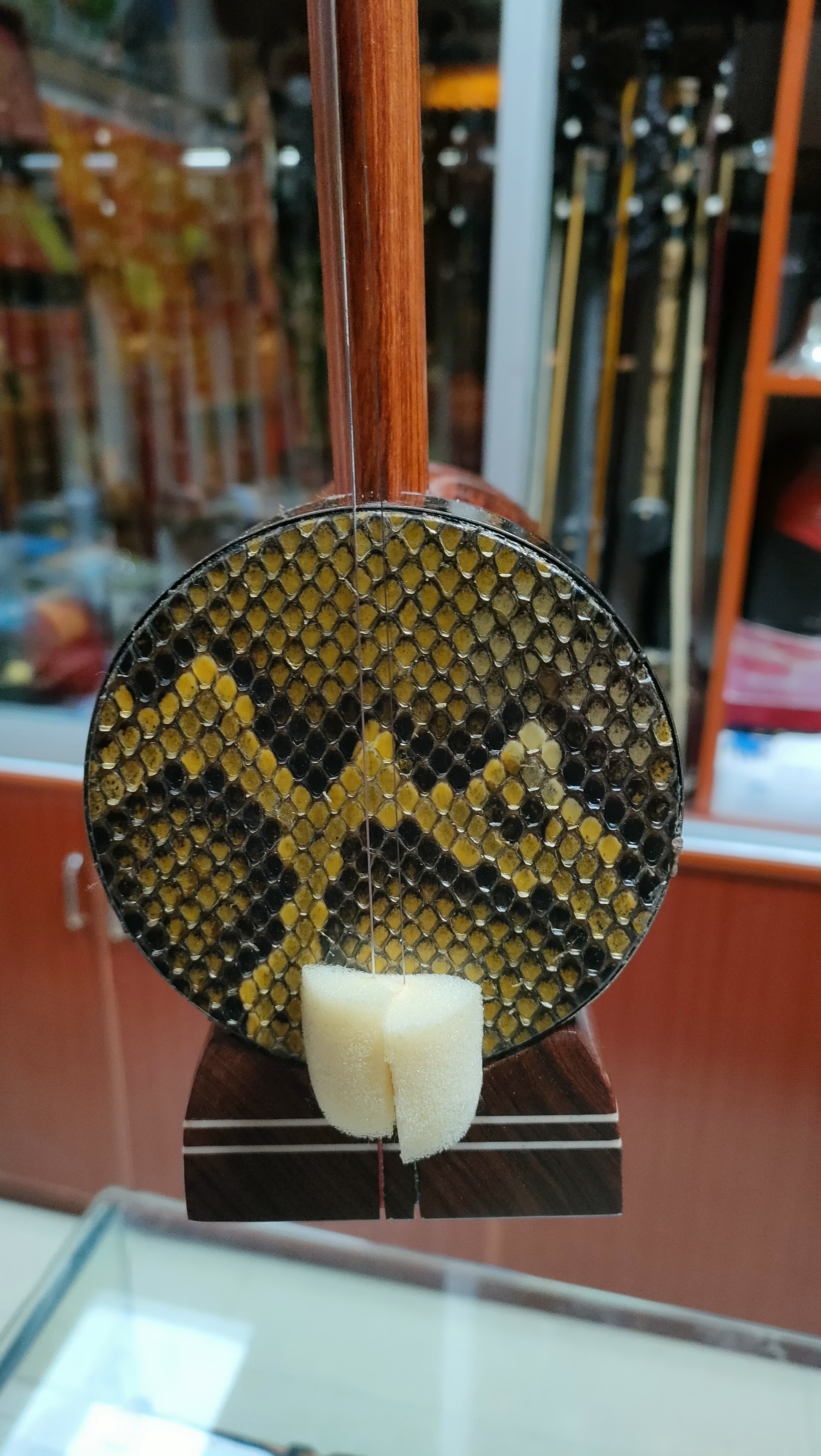 湖南亚飞乐器圆筒二胡荷塘月色红檀花鼓大筒专业花鼓大筒红檀大筒