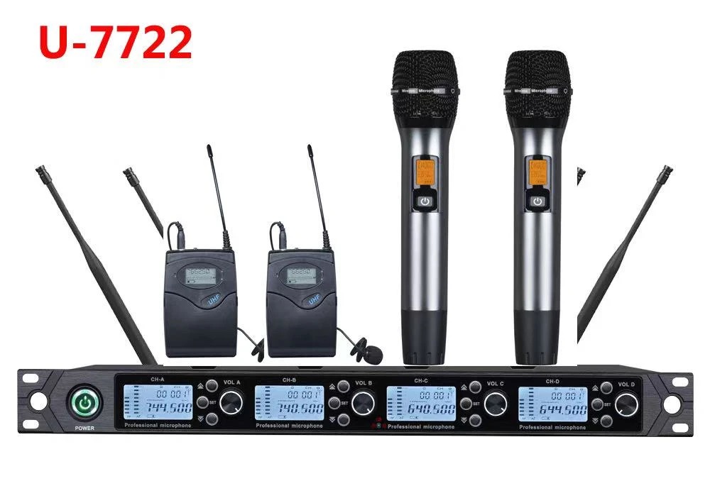 一拖四无线麦克风专业舞台演出KTV会议户外领夹头戴麦克风