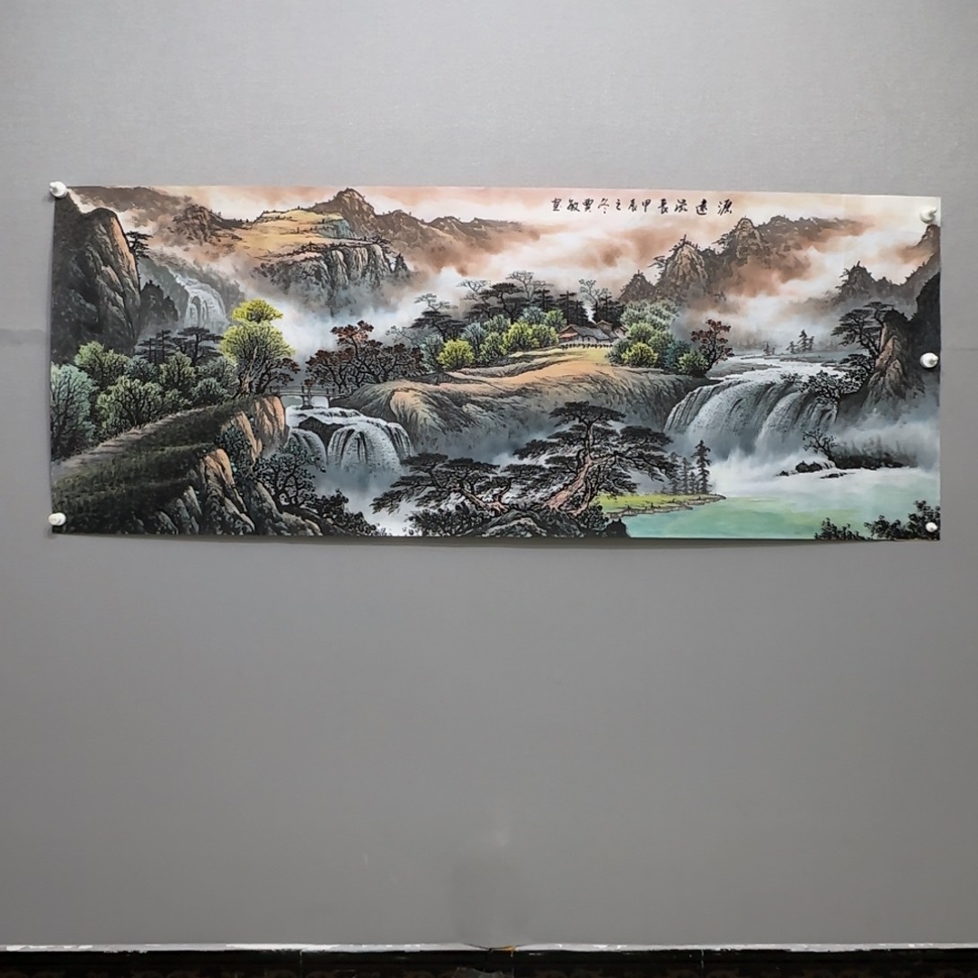 国画用****2横幅六尺精品山水贾敏