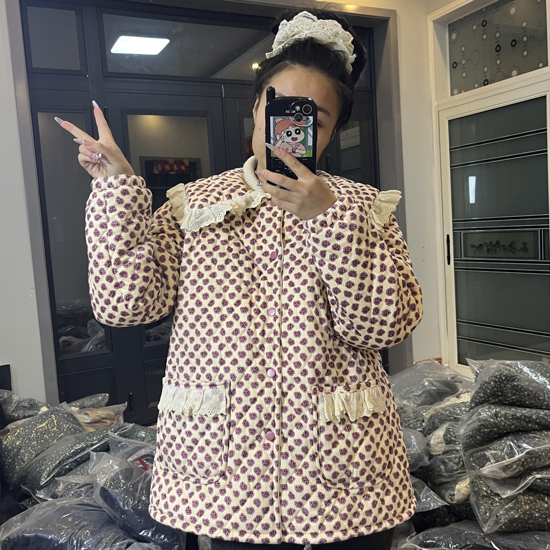 【娃娃领蔓越莓】新疆长绒棉保暖冬季加绒可外穿娃娃领家居服碎花