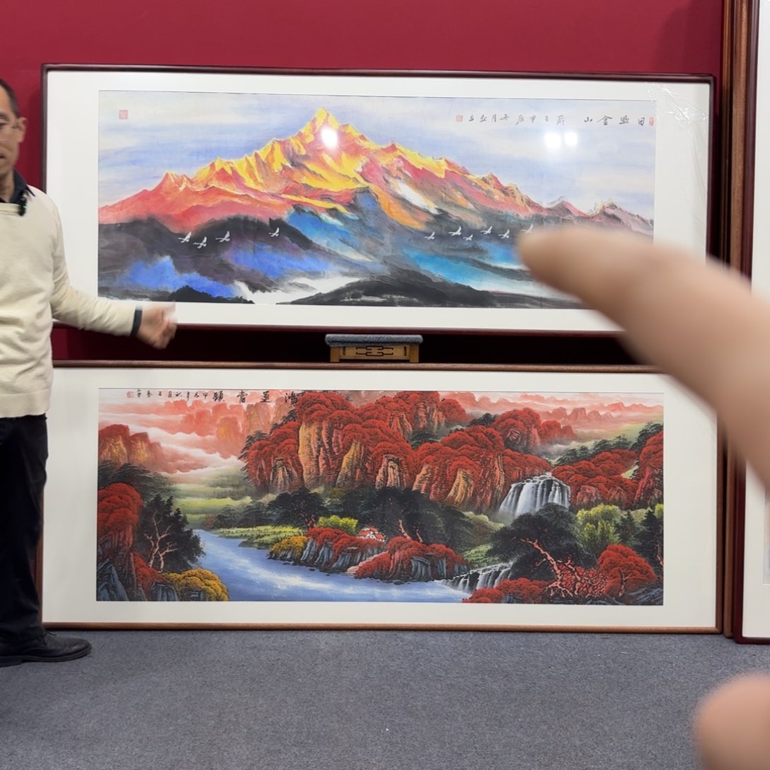 国画带框绘画210/80尺寸