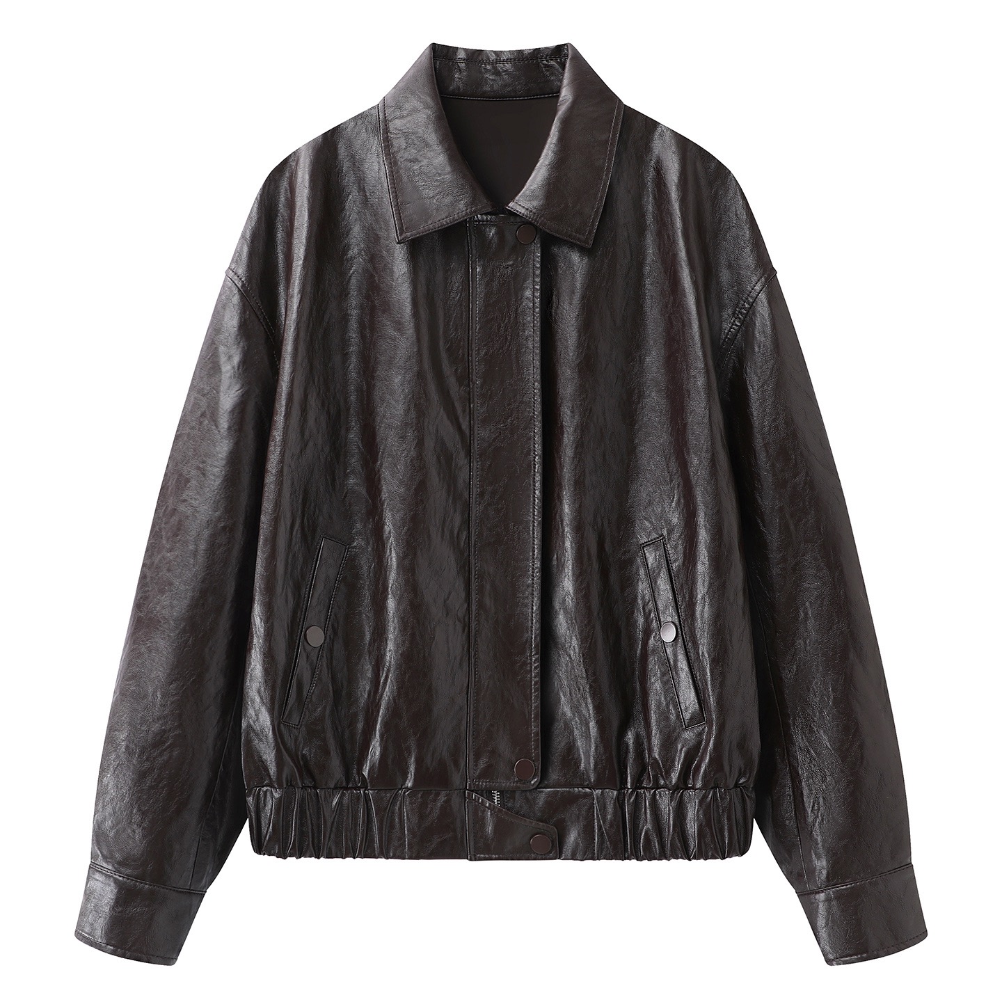 2026春新款短款收腰皮衣外套女BR101128