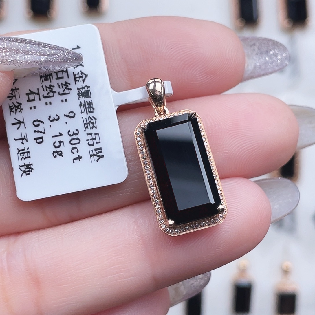 吊坠(不含链)碧玺18K金镶嵌