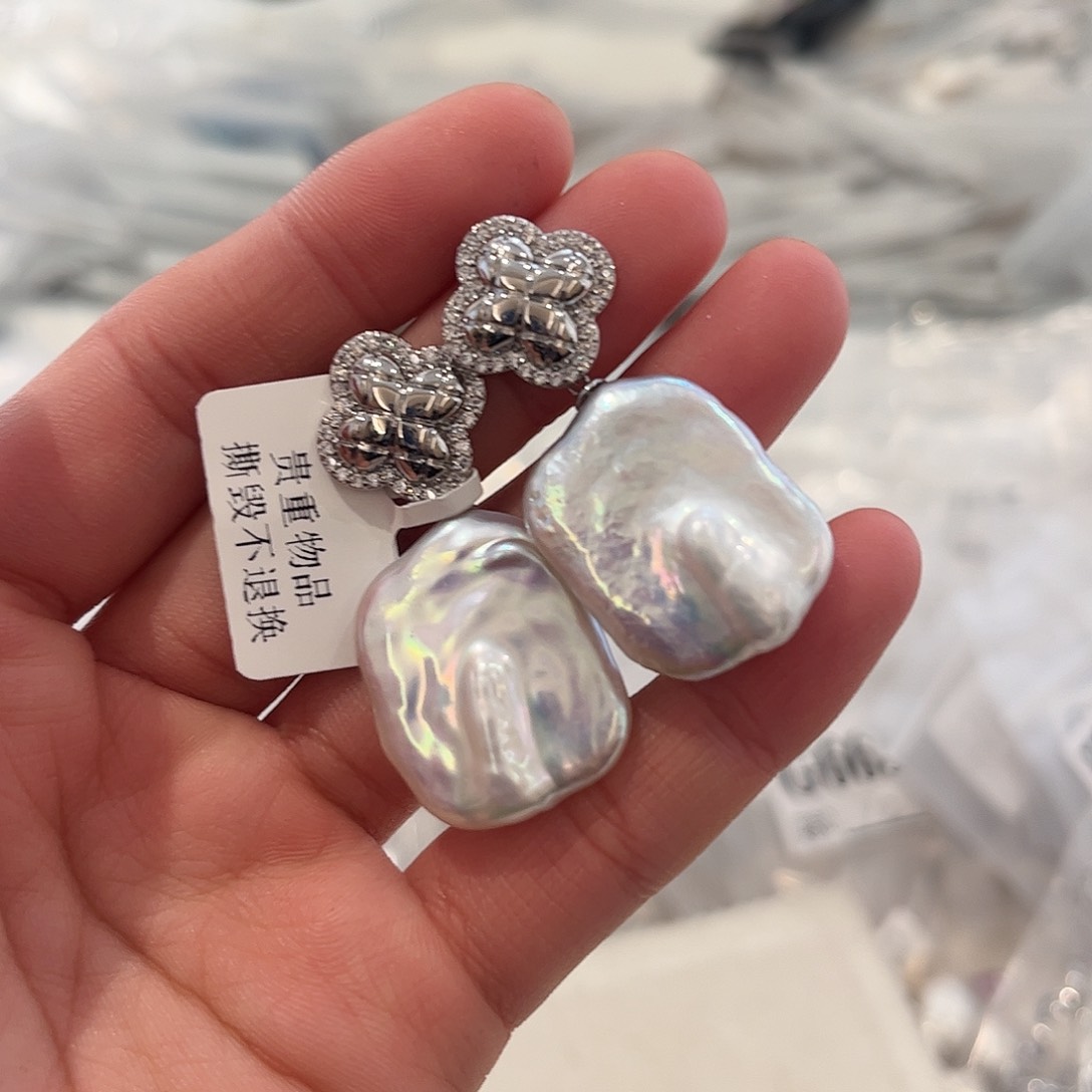 淡水珍珠耳饰合金