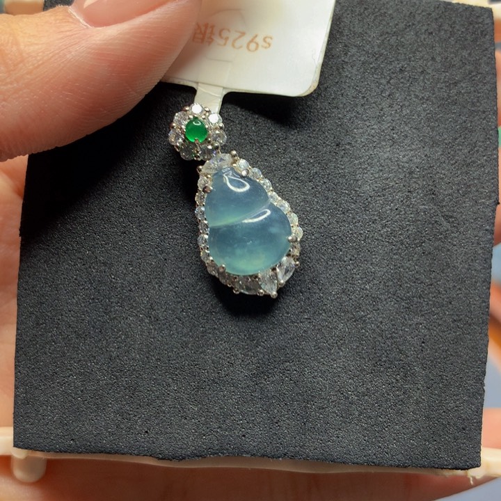 翡翠手链银S925镶嵌翡翠