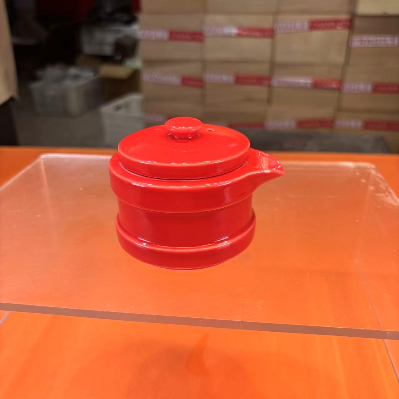 秋香茶具 红色手抓壶家用泡茶壶-9058