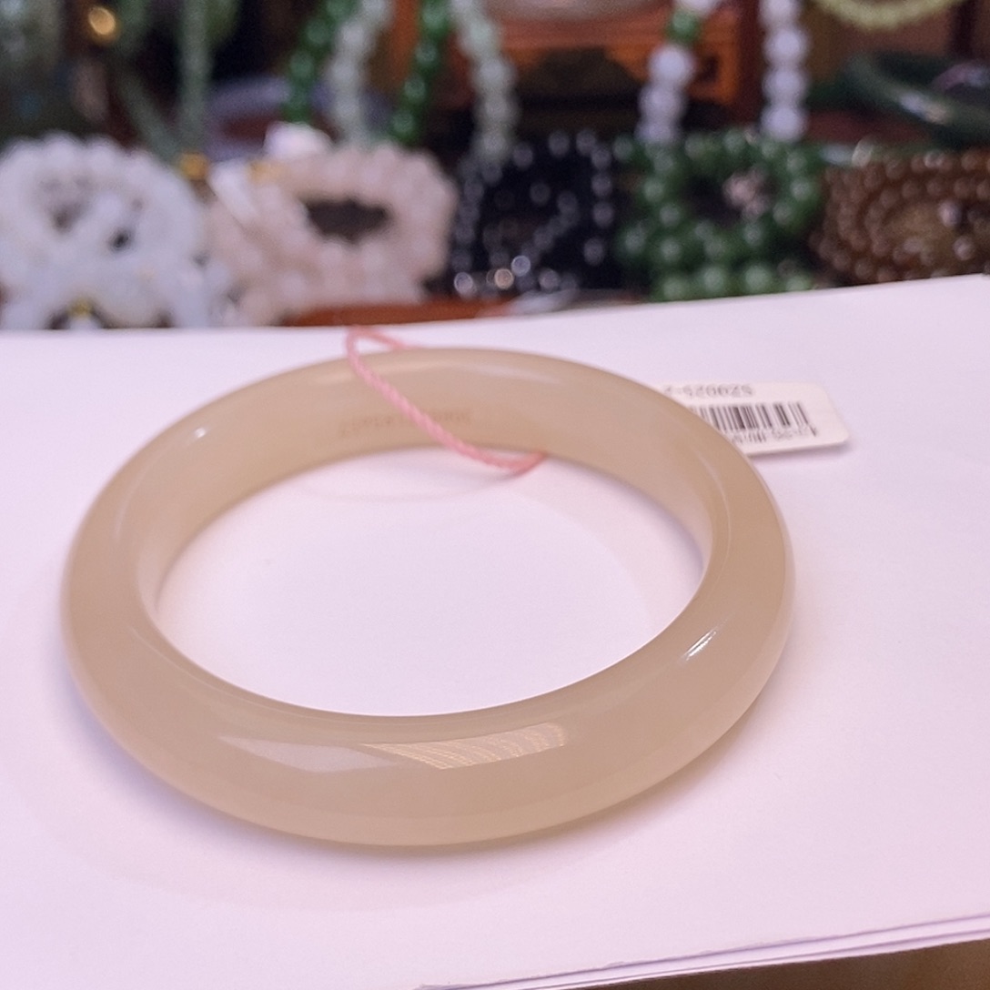 和田玉手镯未镶嵌56浓藕粉浓粉老矿料手镯