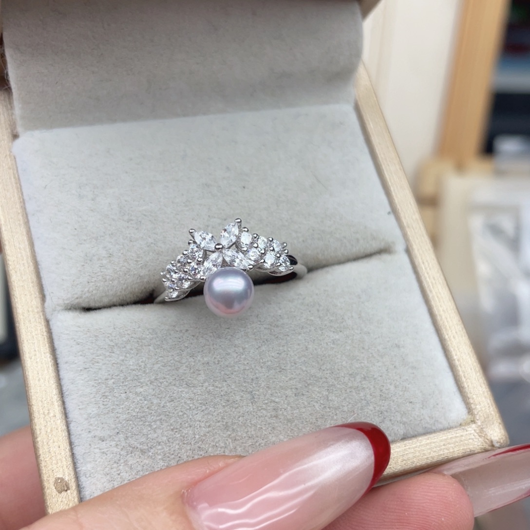 海水珍珠戒指银S925镶嵌X156