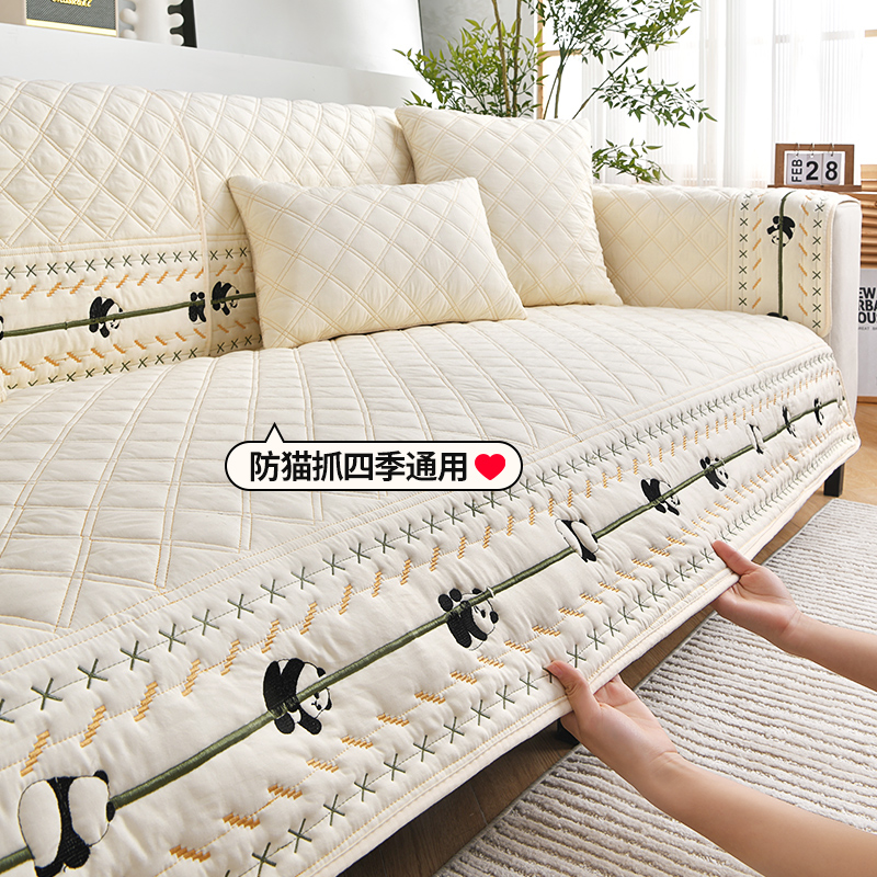 奶油风沙发垫四季通用水洗棉防滑皮沙发套罩2025新款坐垫子
