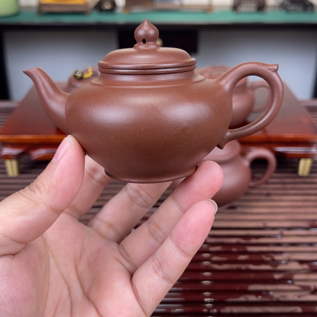 紫砂茶壶110毫升半手工紫泥笑樱
