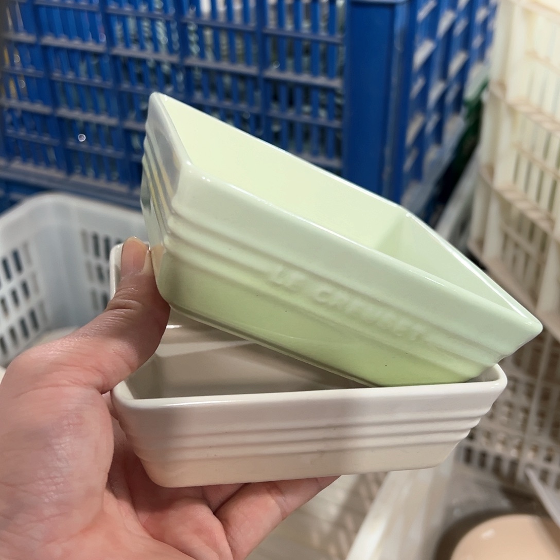 陶瓷 四方碗 奶白 抹茶绿