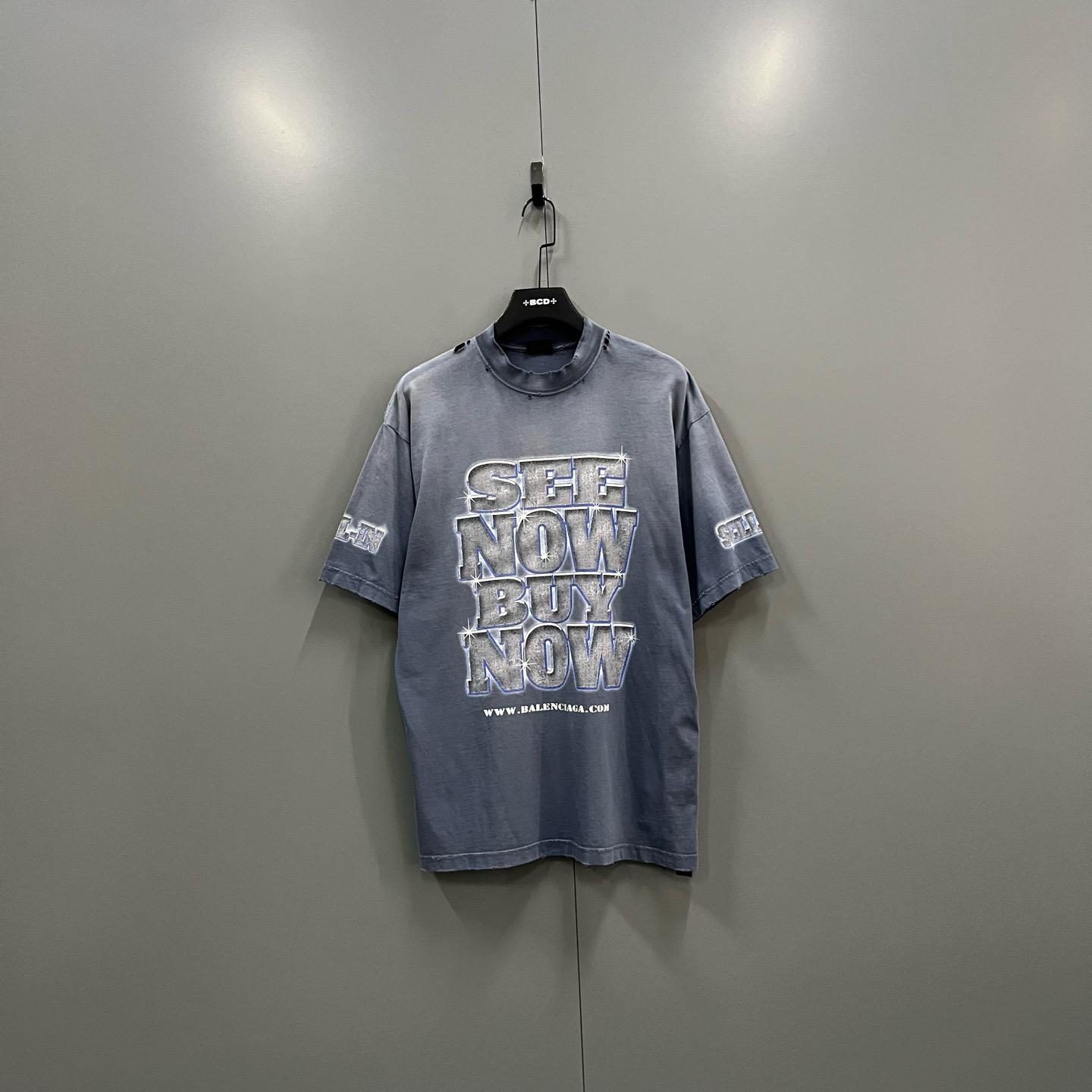 99新 Balenciaga/巴黎世家 ab128 207682 做旧水洗字母短袖 XS码