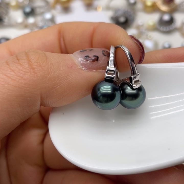 海水珍珠耳饰银S925镶嵌