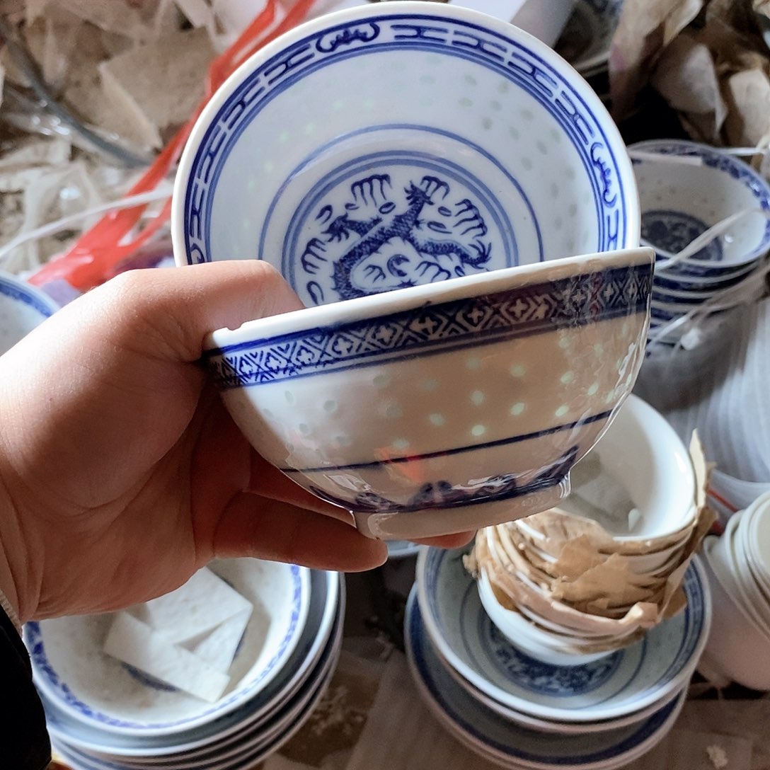 摆件5寸青花玲珑瓷碗拍6发8
